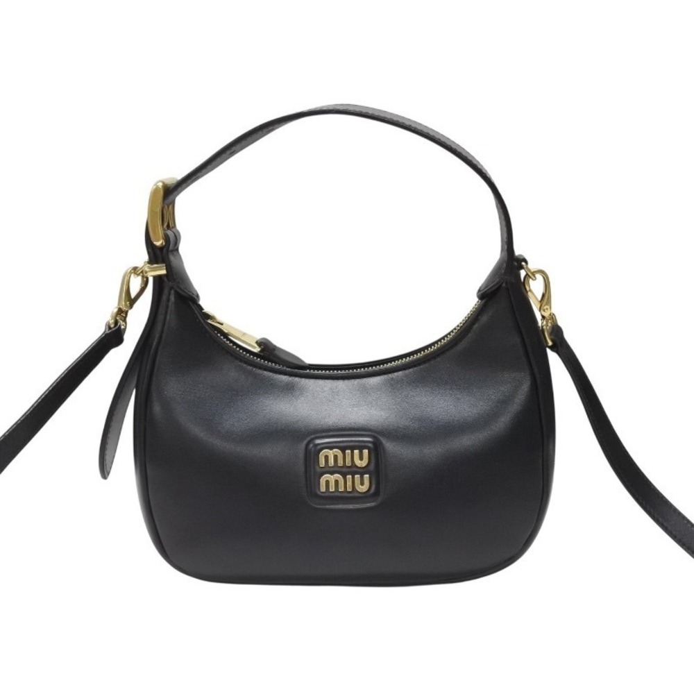 Miu Miu hobo shoulder leather handbag Miu bag black